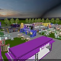 Illuminated Night Commercial Street With Outdoor Market Colorful Stalls And Dining Areas