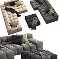 Modern modular sofa cube multiplayer sofa 3d model