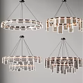 Modern Circular Pendant Lights With Transparent Panels And Metal Frame Designs 3d model