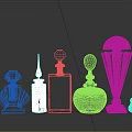 Unique Decorative Perfume Bottles With Colorful Glass And Gold Accents Collection