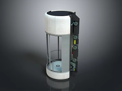 Industrial Cylindrical Mechanical Component With White Casing Black Top Metal Frame And Green Buttons 3d model