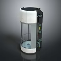 Industrial Cylindrical Mechanical Component With White Casing Black Top Metal Frame And Green Buttons