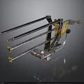 Industrial Mechanical Equipment With Multiple Metal Rods And Yellow Black Components