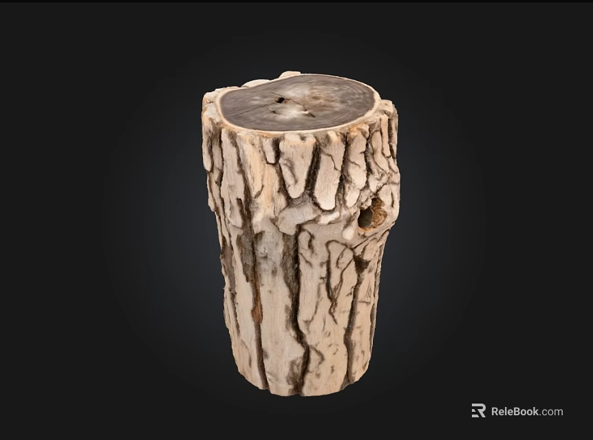 Rustic Natural Stone And Wood Decorative Stump With Handcrafted Texture Design 3d model 
