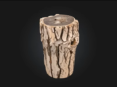 Rustic Natural Stone And Wood Decorative Stump With Handcrafted Texture Design 3d model