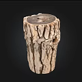 Rustic Natural Stone And Wood Decorative Stump With Handcrafted Texture Design