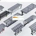 Various Outdoor Canopy Designs With Metal Frames For Bicycle And Vehicle Parking