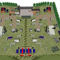 Operations Centre Surrounded By Green Vegetation Buildings And Square In Layout Design