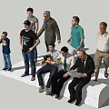Men'standing and sitting multi-person combination 3d model