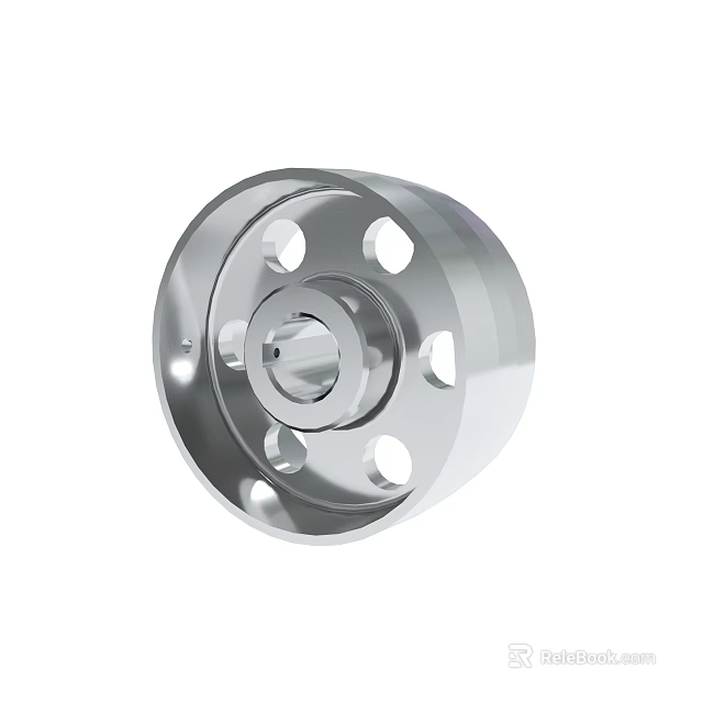 Shiny Chrome Metal Wheel Hub With Circular Design And Mounting Holes 3d model 