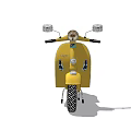 Yellow Vintage Scooter With Brown Seat And Classic Chrome Design Details
