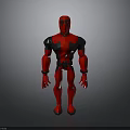 Red and Black Superhero Action Figure Standing with Glossy Surface and Detailed Design
