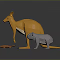 Low Poly Animal Models Featuring Orange Kangaroo Gray Koala And Brown Platypus