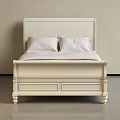 White Double Bed With Upholstered Headboard And Two Pillows In Elegant Design 3d model
