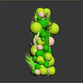 Festive Green Decorative Arch with Green Pink Balls Leaves and Flowers
