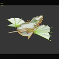 Futuristic White And Yellow Fantasy Vehicle With Wing Like Structures And Boat Shaped Body