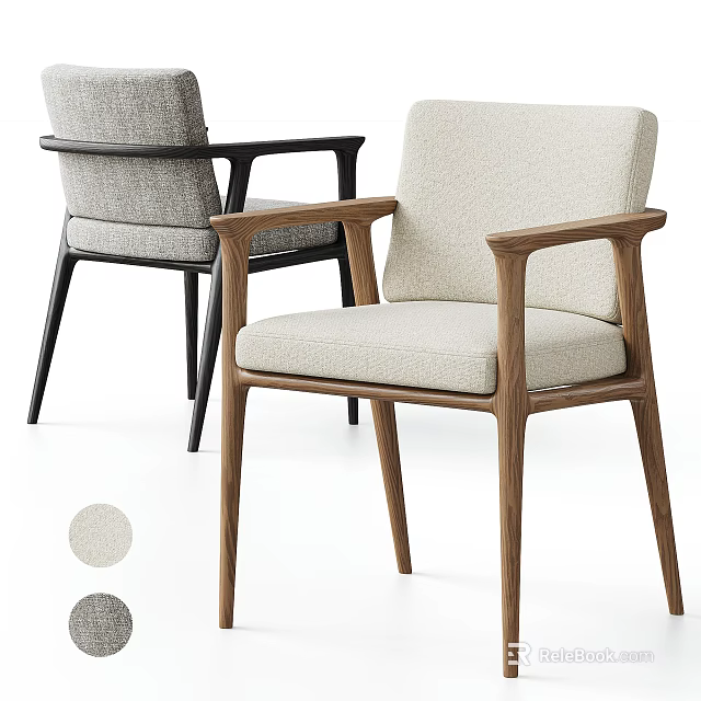 Modern Dining Chairs With Wooden Frame And Different Color Options 3d model