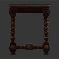 Antique Carved Wooden Table With Twisted Legs And Ornate Drawer Design