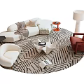 Modern White Sofa And Coffee Table Set With Geometric Rug Accent Chairs And Floor Lamp