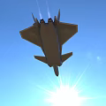 Gray Fighter Jet Flying Over Canyon With Mountainous Landscape And Trees