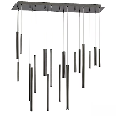 Modern Hanging Chandelier With Sleek Metal Cylinder Rods For Contemporary Interior Design 3d model