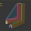 Modern Wooden Window Frame With Double Glass Panel And Corner Structure Design 3d model
