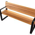 Wooden Slat Outdoor Bench With Black Metal Frame And Durable Design