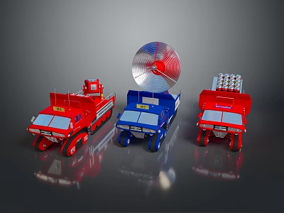 Toy Weapon Mounted Vehicles with Missile Launchers and Different Top Gear 3d model