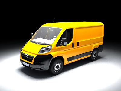 Yellow Commercial Cargo Van Exterior Featuring Modern Design And Black Accents 3d model