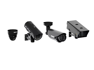 Public Facility Surveillance Security Cameras Various Types For Monitoring And Safety 3d model