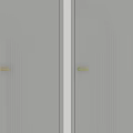 White Swing Doors with Arched Line Patterns and Golden Handles