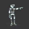 Game Movie Character Red Mechanical Robot With Blue Head Light And 3D Rendering Design