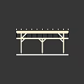 Wooden Pergola Structure With Cross Beams Support Posts And Gray Paved Floor