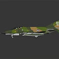 Camouflage Military Fighter Jet With Green Brown Paint US Air Force Insignia And Missiles