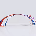 China Telecom Event Entrance With Curved Red Blue Design For Smart Home 5G Fiber