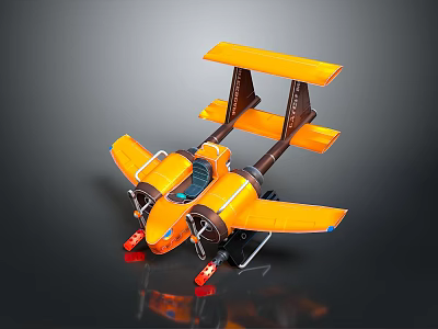 Orange Biplane Passenger Aircraft Model With Unique Design And Retro Features 3d model
