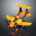 Orange Biplane Passenger Aircraft Model With Unique Design And Retro Features