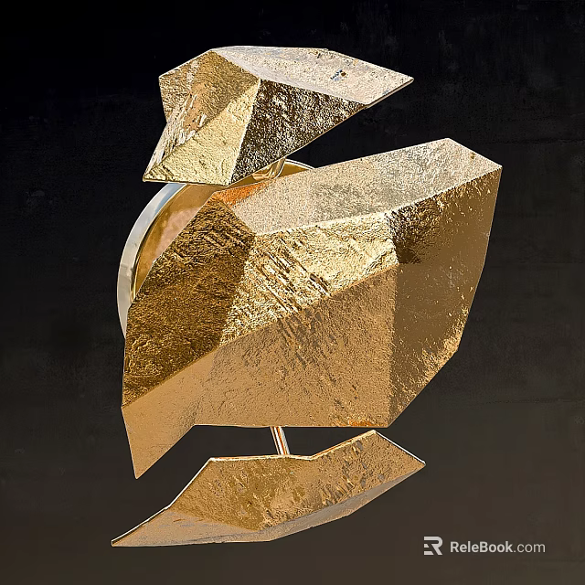 Modern Gold Geometric Wall Lamp With Metallic Sculptural Polygonal Decorative Design 3d model 