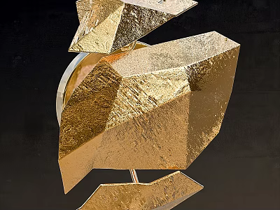 Modern Gold Geometric Wall Lamp With Metallic Sculptural Polygonal Decorative Design 3d model