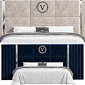 Modern Double Bed Versace Fabric Double Bed Queen Bed 3d model