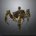 Multi Legged Mechanical Structure With Textured Brown Yellow Legs And Detailed Joints 3d model