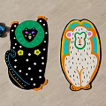 Colorful Animal Shaped Carpets with Leopard and Monkey Designs for Kids Playroom