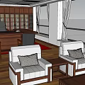 Modern Office Interior Design Featuring Wooden Floor White Sofas Red Carpet And City View Windows