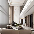 Modern Duplex Living Room Design With Black Piano Beige Sofa Large Windows And Marble Wall