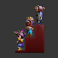 Vibrant Colorful Character And Creature Figurines Collection On Red Display Base