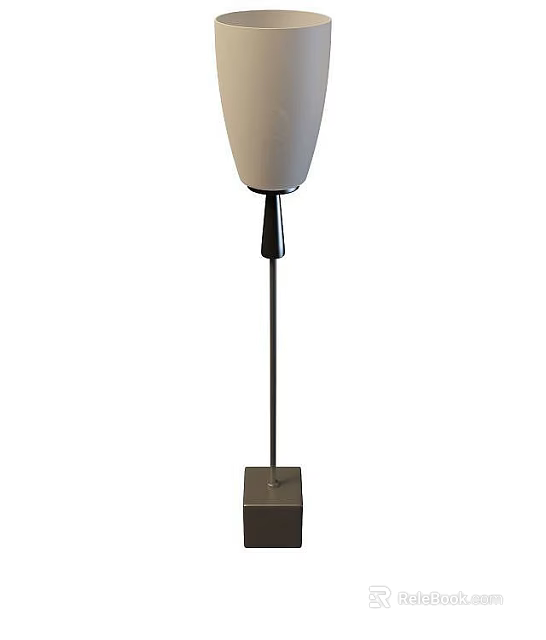 Modern Floor Lamp With White Shade Black Stand And Square Base 3d model
