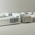 Modern Living Room With Two Gray And White Sofas Pillows And Decorative Blankets 3d model