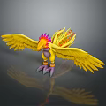 Yellow Bird Like Game Movie Character With Red Pink Head Feathers And Yellow Wings