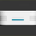 Sleek Silver USB Flash Drive With Round Component Rectangular Screen And Blue Stripes