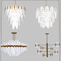 Modern Decorative Chandelier Collection With Glass Metal Feather Shaped Tubular And Circular Rings Design